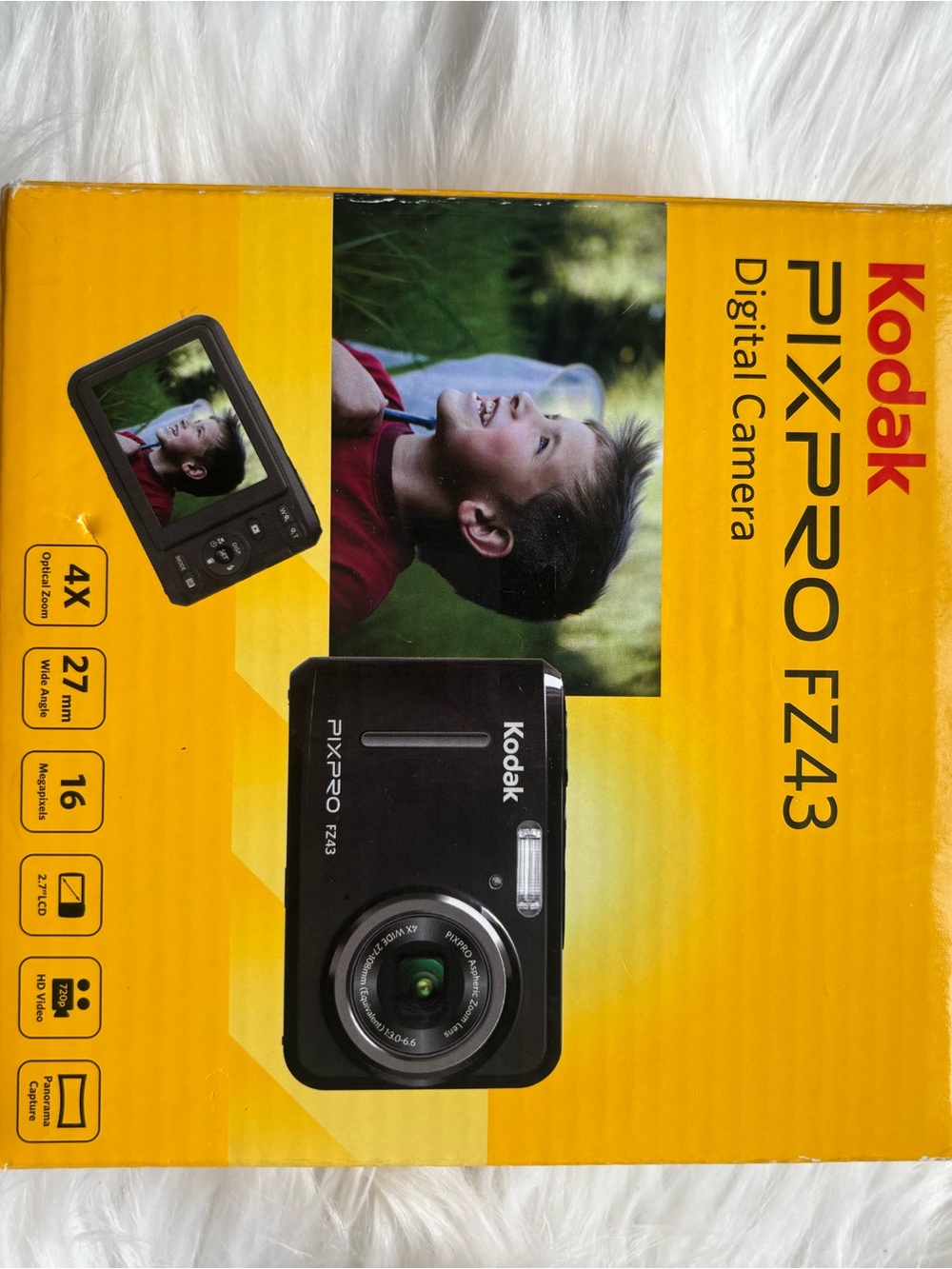 Kodak PIXPRO FZ43 Digital Camera - Black on Yellow Box